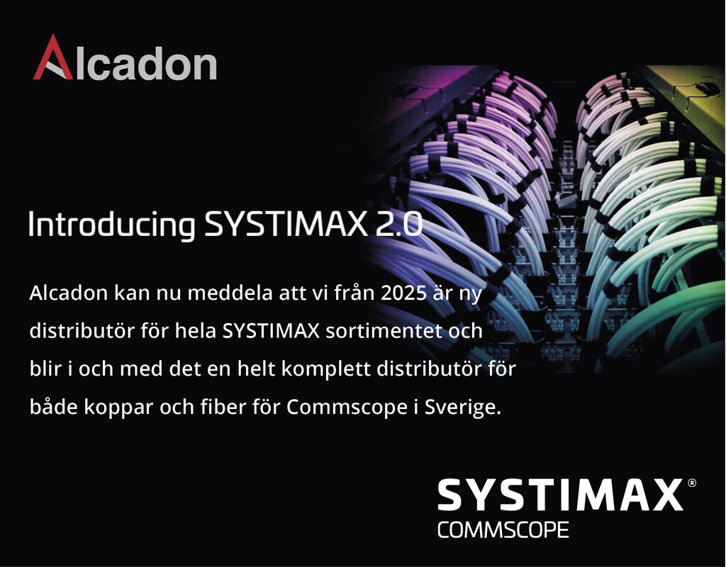 Alcadon kan nu meddela att vi från 2025 är ny distributör för hela SYSTIMAX sortimentet och blir i och med det en helt komplett distributör för både koppar och fiber för Commscope i Sverige.